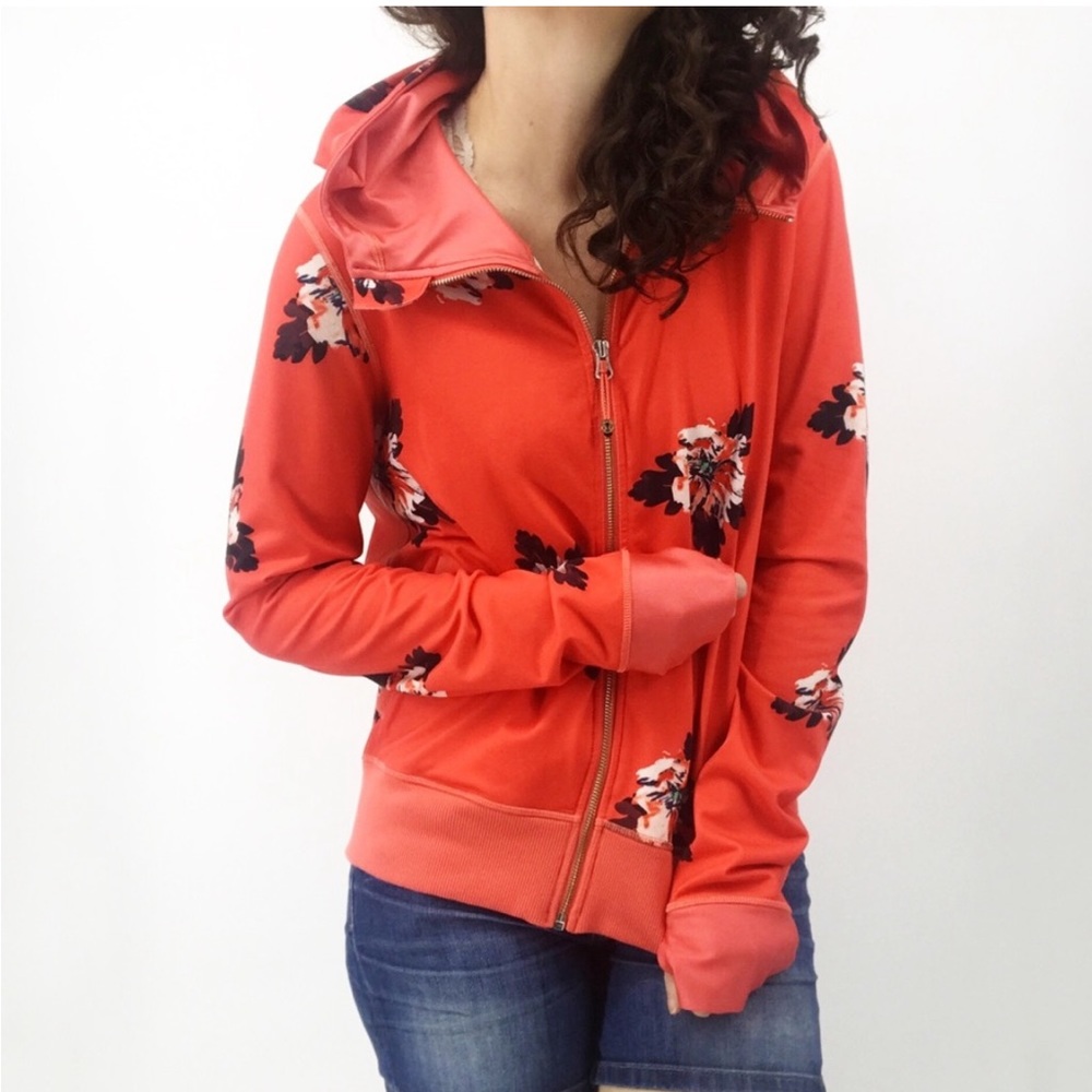 Lululemon : Red Floral Namaskar Hoodie Size 10